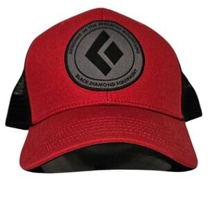 Black Diamond Equipment Trucker Hat Red Black Wasatch Mountains Logo Snapback